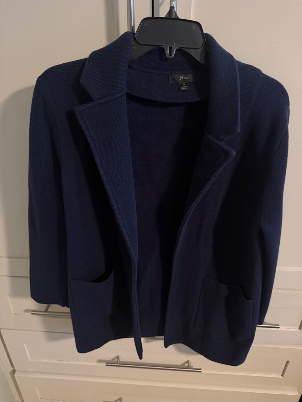 J. Crew Dark Navy Open-Front Knit Blazer
